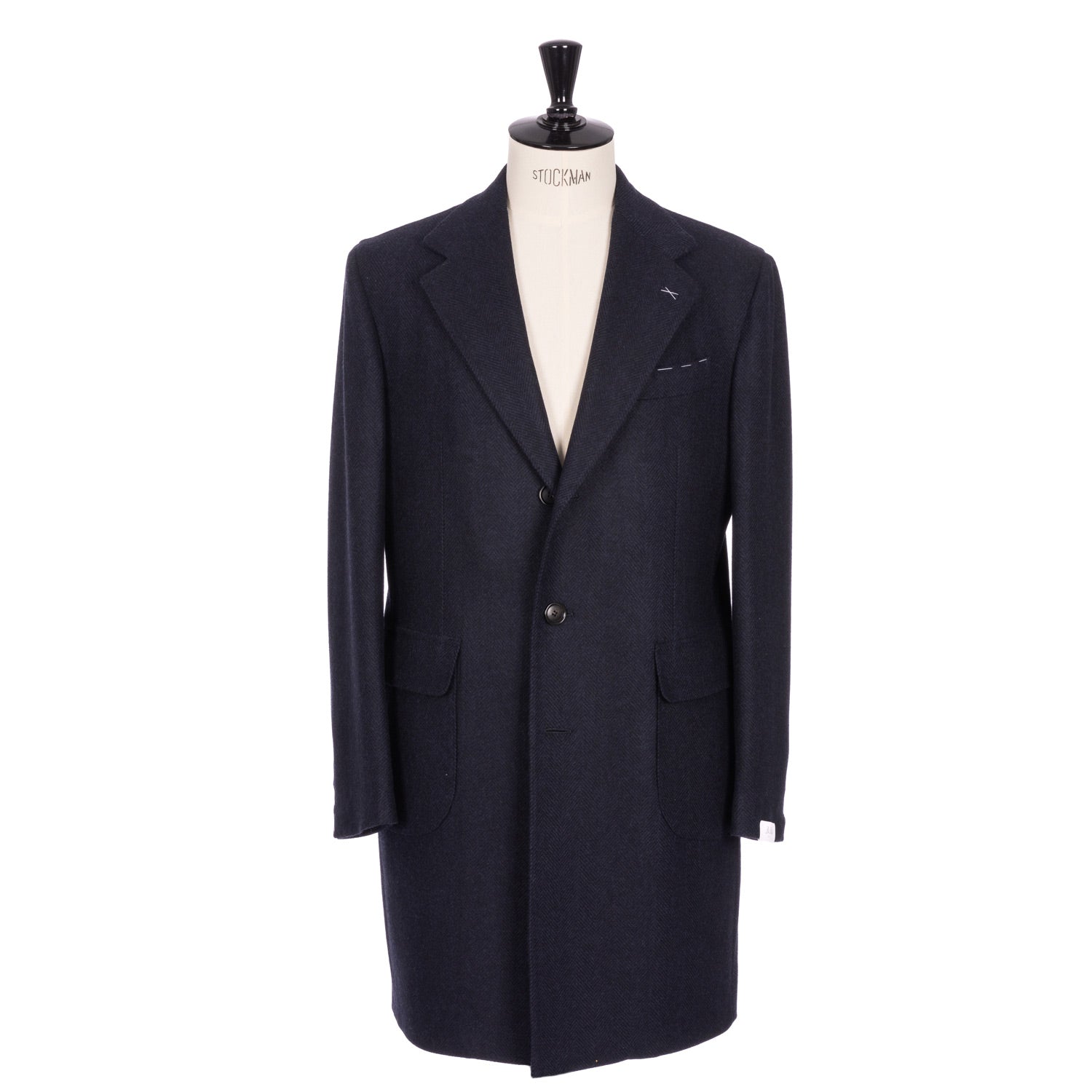 Dunkelblauer Mantel "Cassano" mit  aus reiner Wolle von Vitale Barberis Canonico - Handarbeit